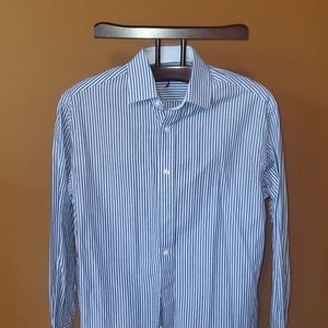 NAUTICA dress shirt Navy light blue stripes
